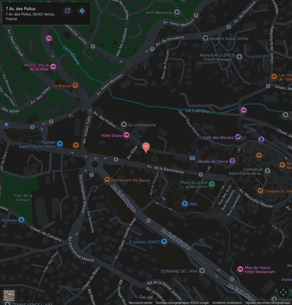 Carte de 7 Avenue des Poilus 06140 Vence
